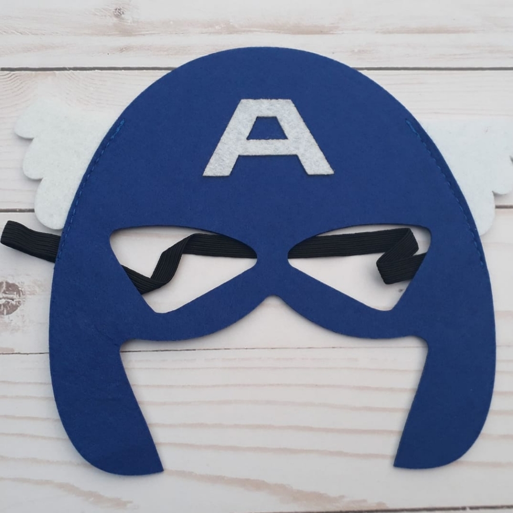 2/$22 Captain America Superhero Felt Face Mask Halloween Costume Kids Adults